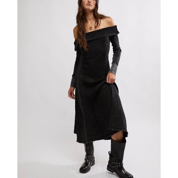 Free People Dresses & Skirts - FREE PEOPLE Monty Midi Dress / Washed Black